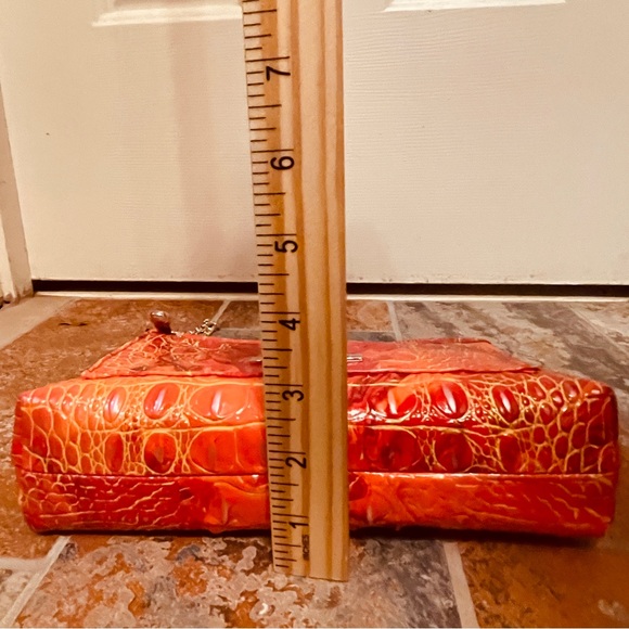 🍊NWT! SALE! Brahmin Spicey Orange Leather Croc Embossed Crossbody/Gold Accents!! - Picture 9 of 13